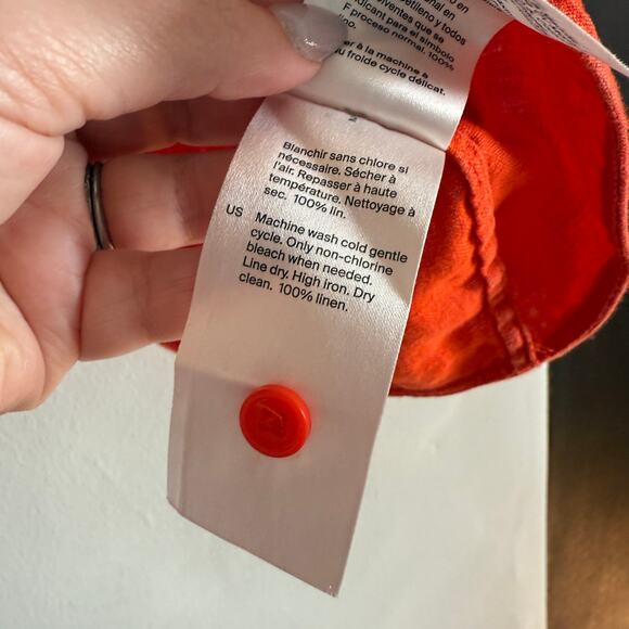 COS | Orange Linen Boxy Cropped Button Down Short Sleeve Shirt | Size 6 - Picture 5 of 5